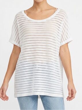 THE BALANCE COLLECTION White Stretchy Mesh-like Tunic Top Athleisure Shirt